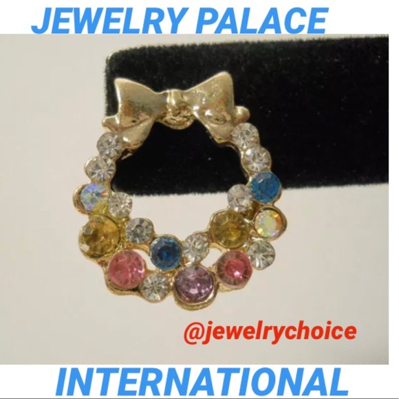 🆕Golden Multicolor Wreath Crystal Stud Earrings - Picture 2 of 8